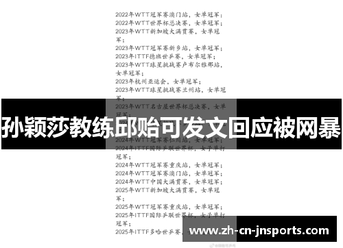 孙颖莎教练邱贻可发文回应被网暴